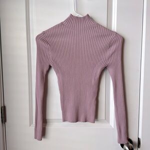 Zara Lavender Ribbed Mock Turtleneck